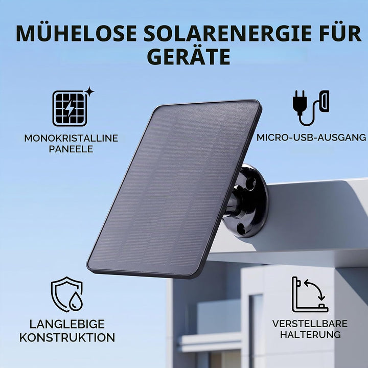 Solarpanel, Wasserdichtes 10-W-Akkuladegerät, Micro-USB-Kamera-Lade-Solarpanel mit 360° Verstellbare