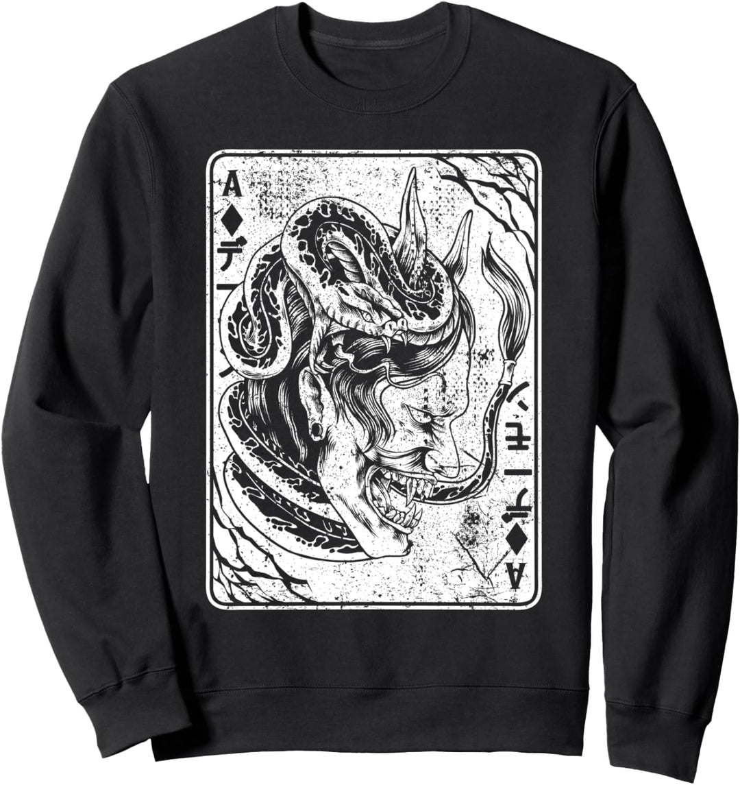 Japanische Oni Maske Dämon Maske Bushido Samurai Streetwar Sweatshirt