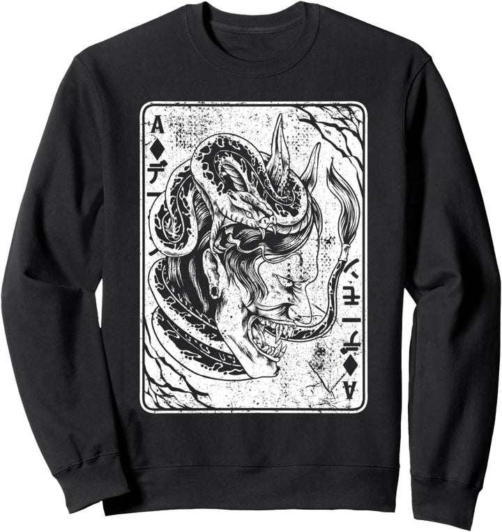 Japanische Oni Maske Dämon Maske Bushido Samurai Streetwar Sweatshirt