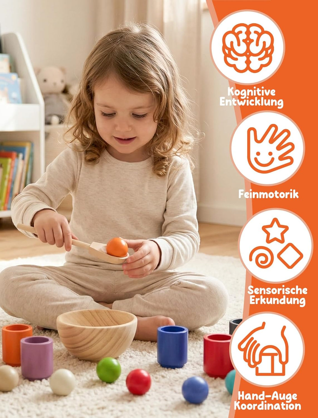 KidMigo Montessori Spielzeug 2 Jahre, Holz Sortier Stapelspielzeug, Montessori Spielzeug Baby, Senso