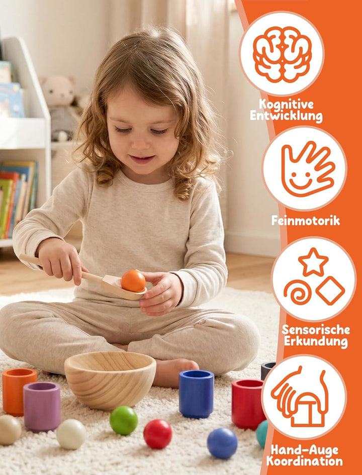 KidMigo Montessori Spielzeug 2 Jahre, Holz Sortier Stapelspielzeug, Montessori Spielzeug Baby, Senso