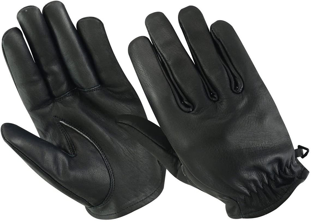 Motorradhandschuhe Leder Retro Old School Cafe Racer Chopper Schwarz (XL, Schwarz)