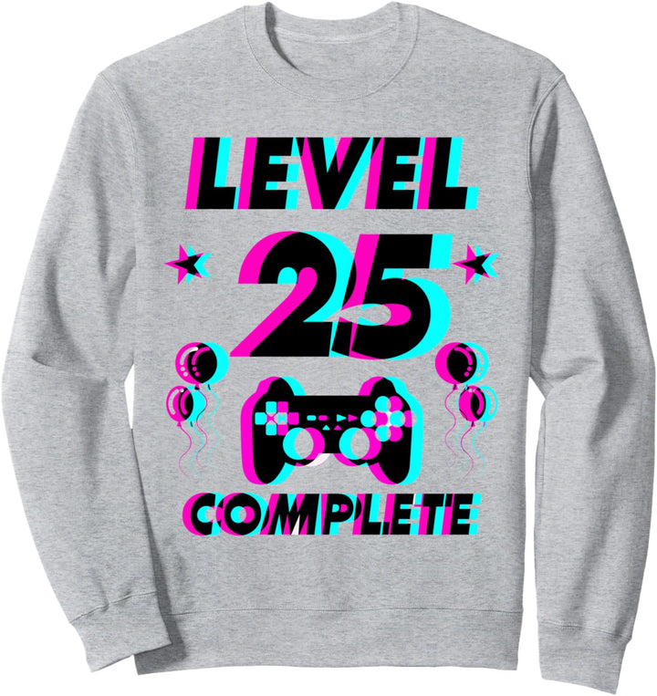 Level 25 Complete 25. Geburtstag - Zocker Gaming Vaporwave Sweatshirt