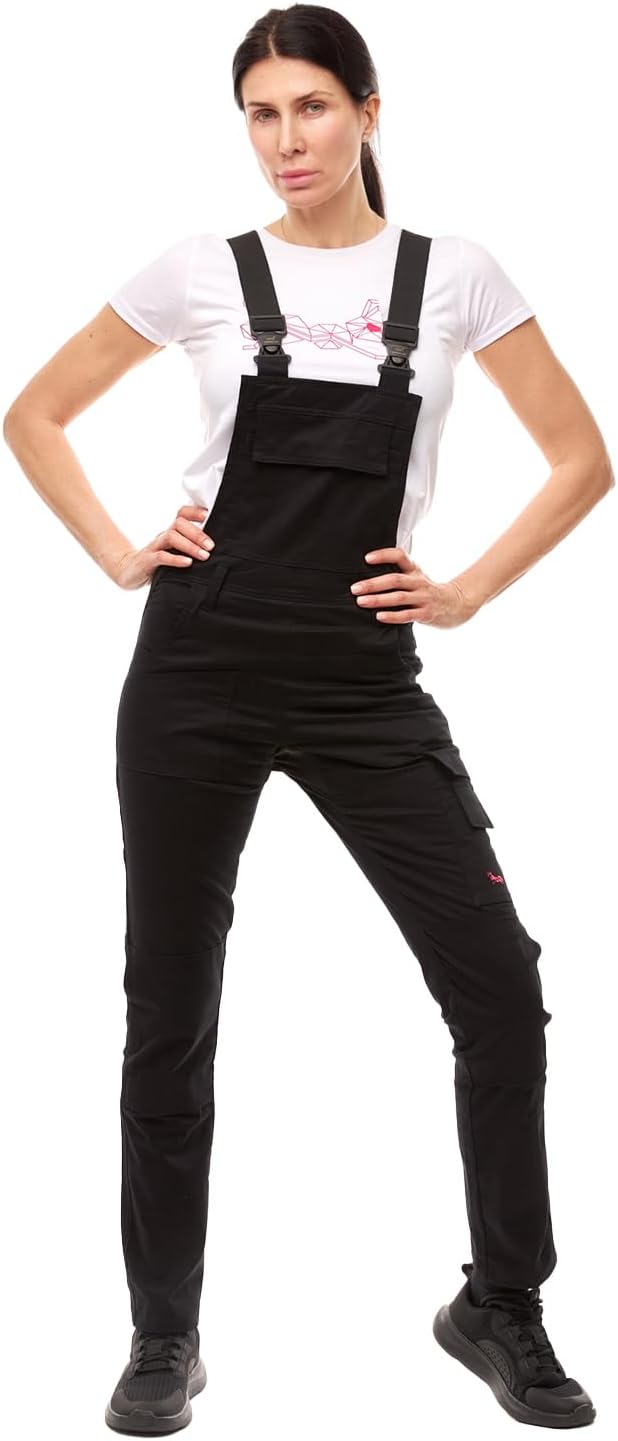 strongAnt Latzhose Damen stretch Arbeitshose für Frauen mit Kniepolstertaschen Baumwolle Cargo Hose