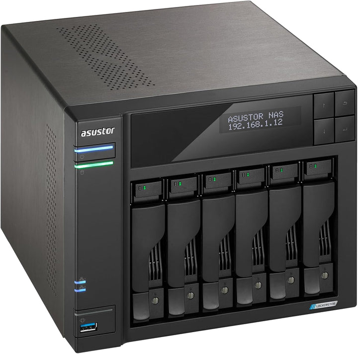Asustor Lockerstor 6 Gen2+ AS6706T v2 6 Bay NAS Storage, Intel Quad-Core 2.0GHz CPU, Dual 5GbE Ports