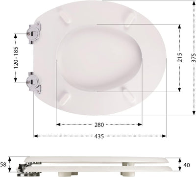aquaSu® WC-Sitz mit Absenkautomatik Venezia in Weiss, mit robustem Holzkern, Schnellbefestigung Fast