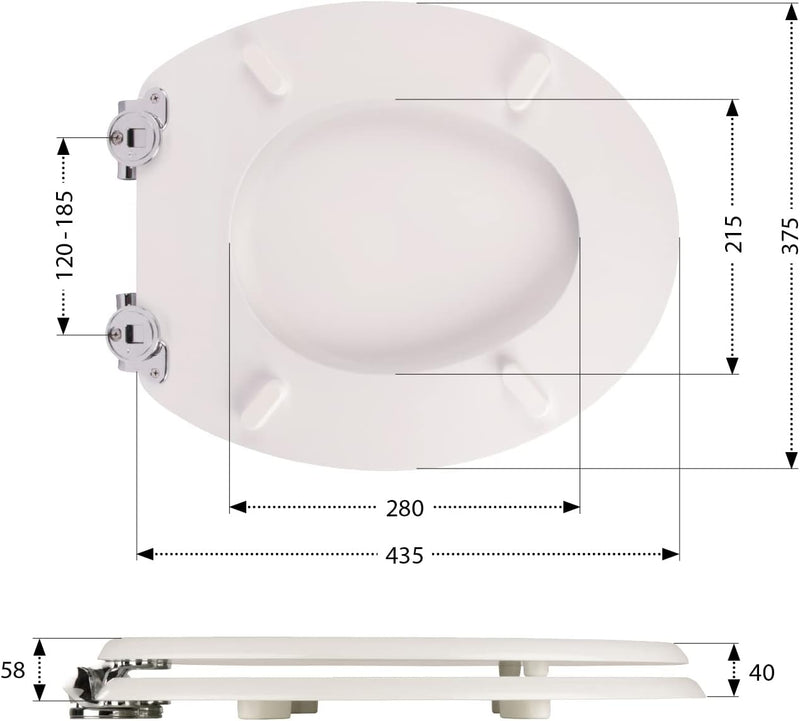 aquaSu® WC-Sitz mit Absenkautomatik Venezia in Weiss, mit robustem Holzkern, Schnellbefestigung Fast