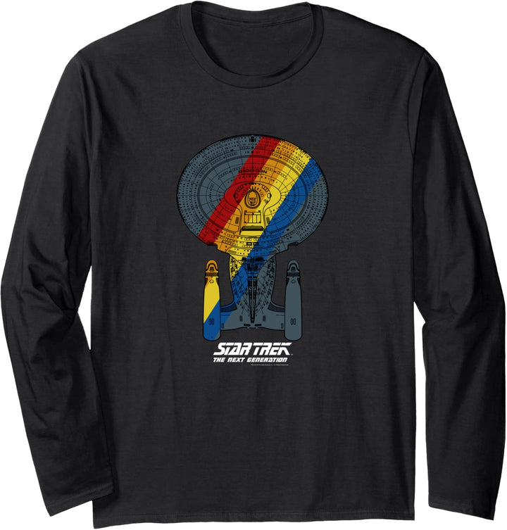 Star Trek Next Generation Retro Rainbow Ship Langarmshirt