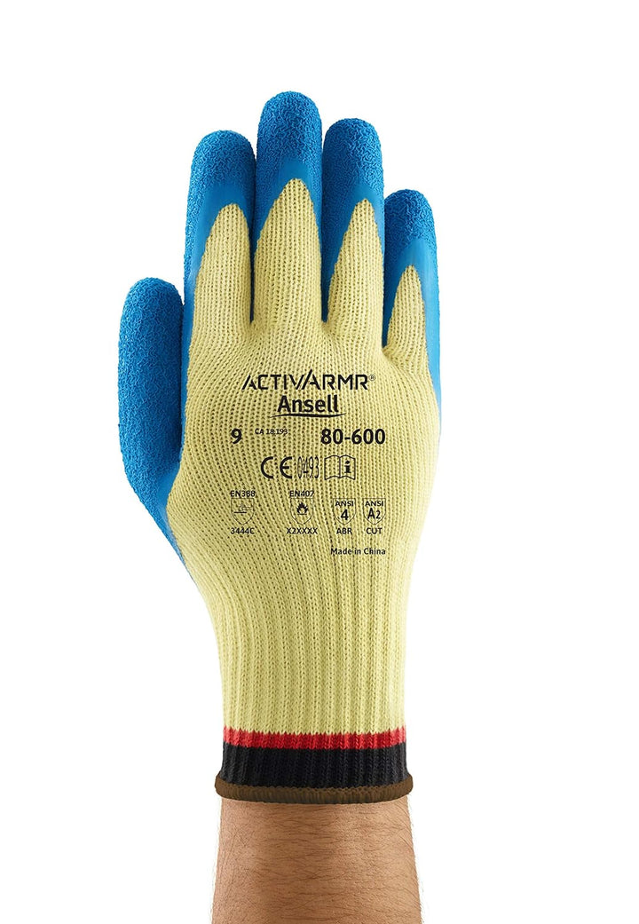 Ansell PowerFlex 80-600 Schnittschutz-Handschuhe, Mechanikschutz, Blau, Grösse 7 (12 Paar pro Beutel