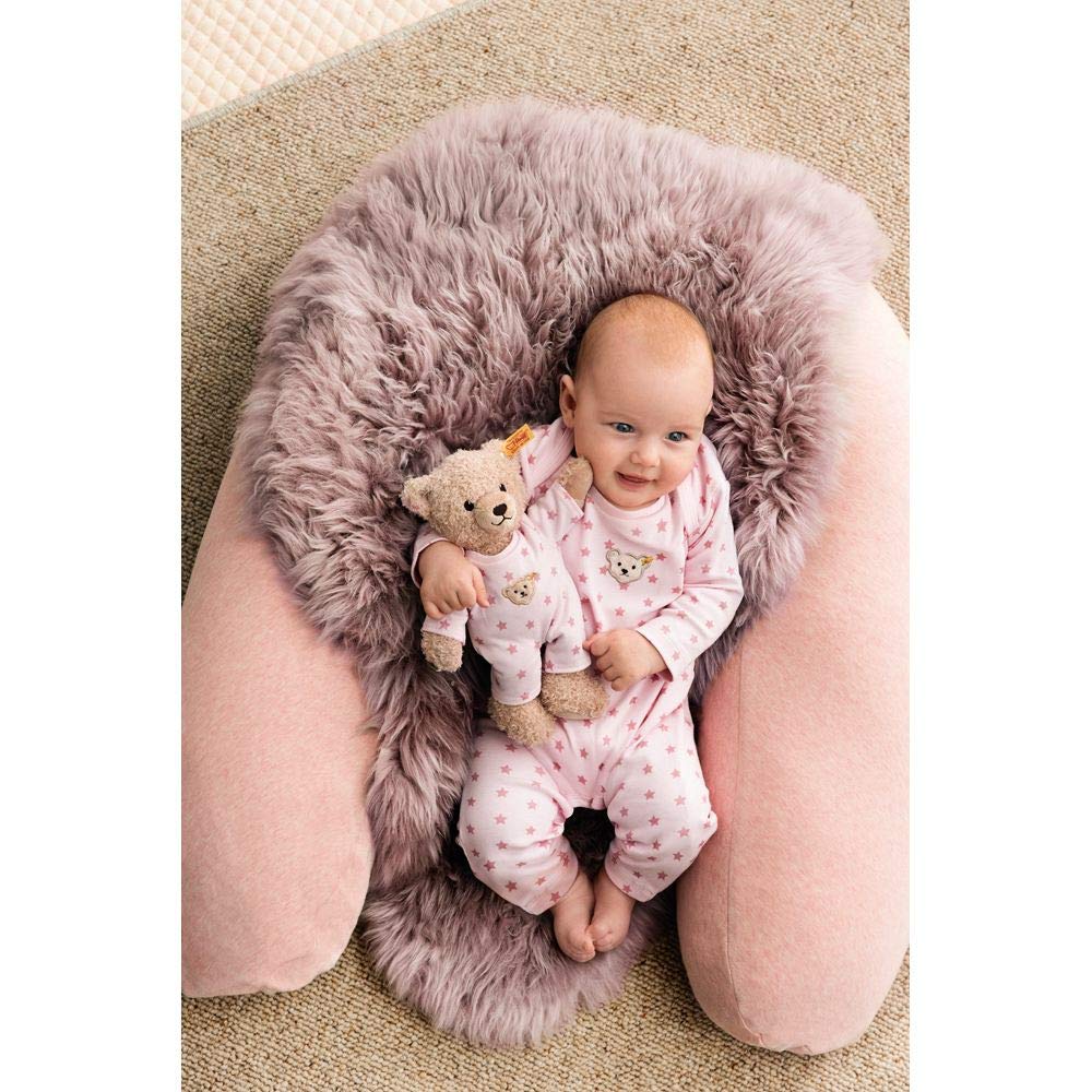 Steiff Teddy and Me Teddybär Mädchen Baby mit Schlafanzug 25 cm, Teddy Bär mit rosa Schlafanzug, Kus