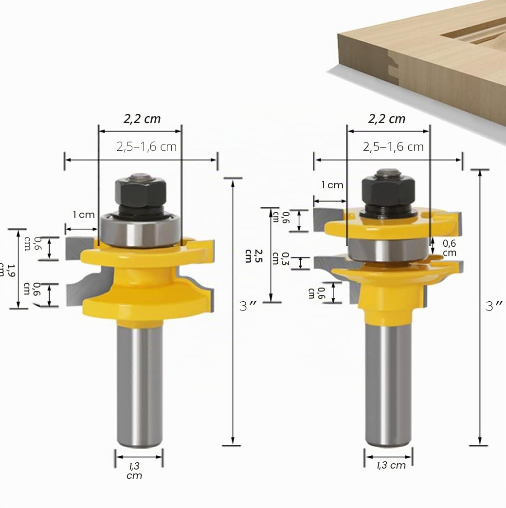 APLUS 3-teilig Oberfräser Set, Ogee Rail & Ogee Raised Panel [1/2 Schaft], Holzfräser Holzbearbeitun