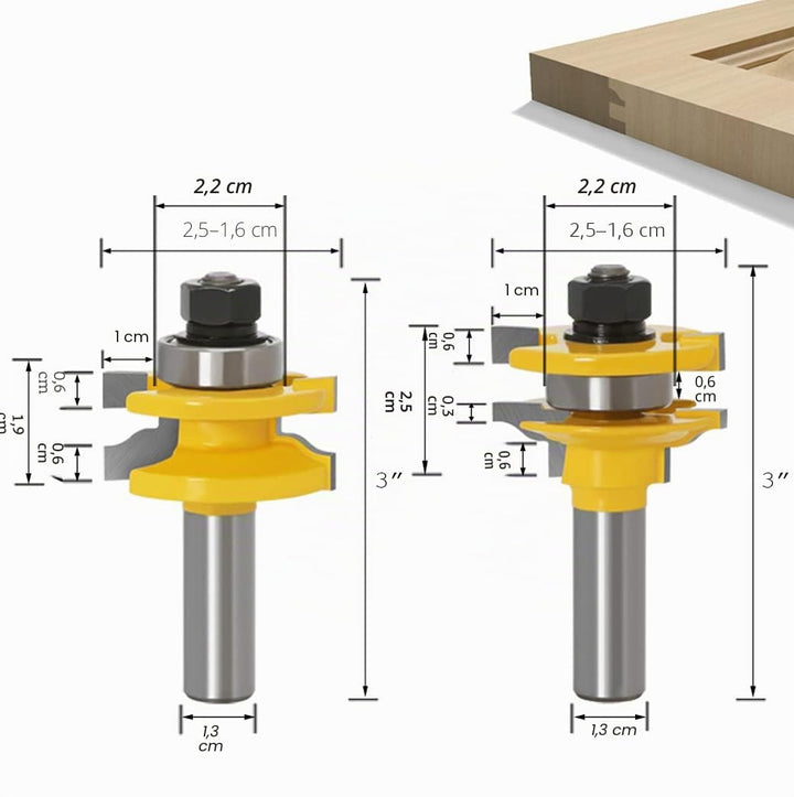 APLUS 3-teilig Oberfräser Set, Ogee Rail & Ogee Raised Panel [1/2 Schaft], Holzfräser Holzbearbeitun