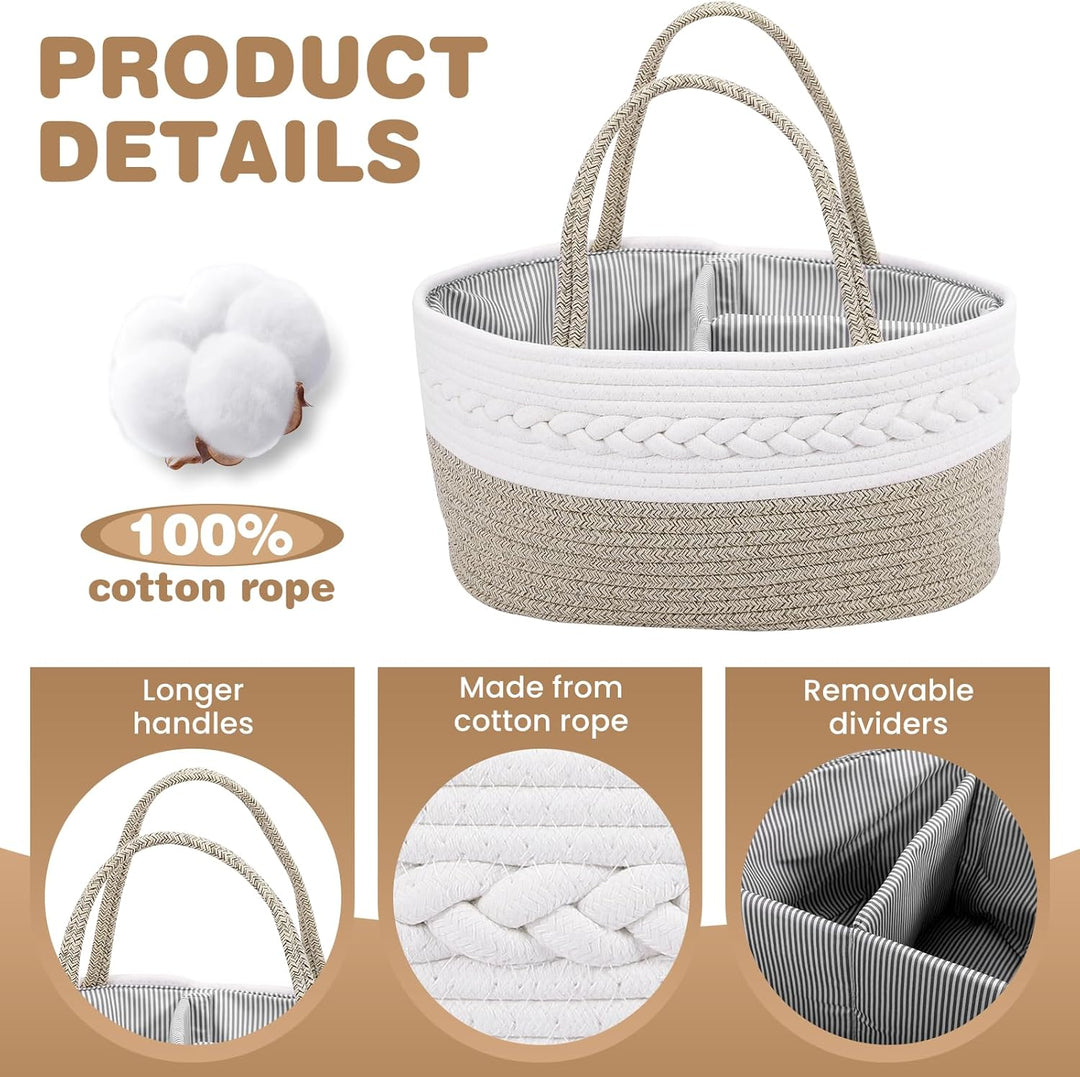Zorplex Baby Windel Caddy Organizer, Wickeltisch Aufbewahrungskorb mit grossen Fächern und Griffen,