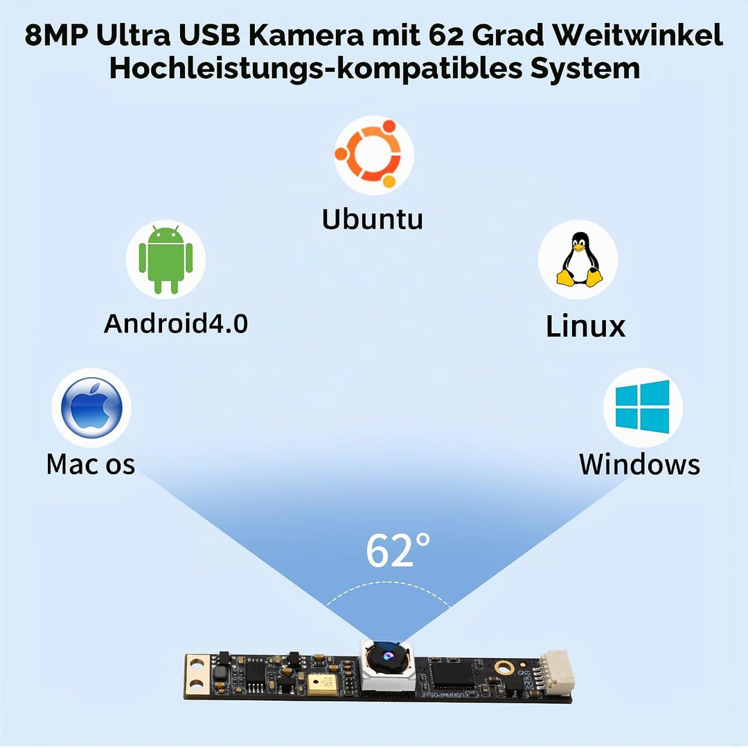 8MP USB Kamera modul mit Mikrofon, 4K 30fps Autofokus Webcam,lighburn Kamera für Laser gravuren,FOV