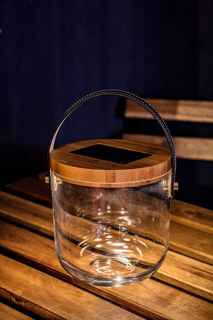 Lumix® LED-Solar-Laterne Deco Glas Basic 15cm mit USB-Anschluss und Touch-Funktion 1 Stück 22500, So