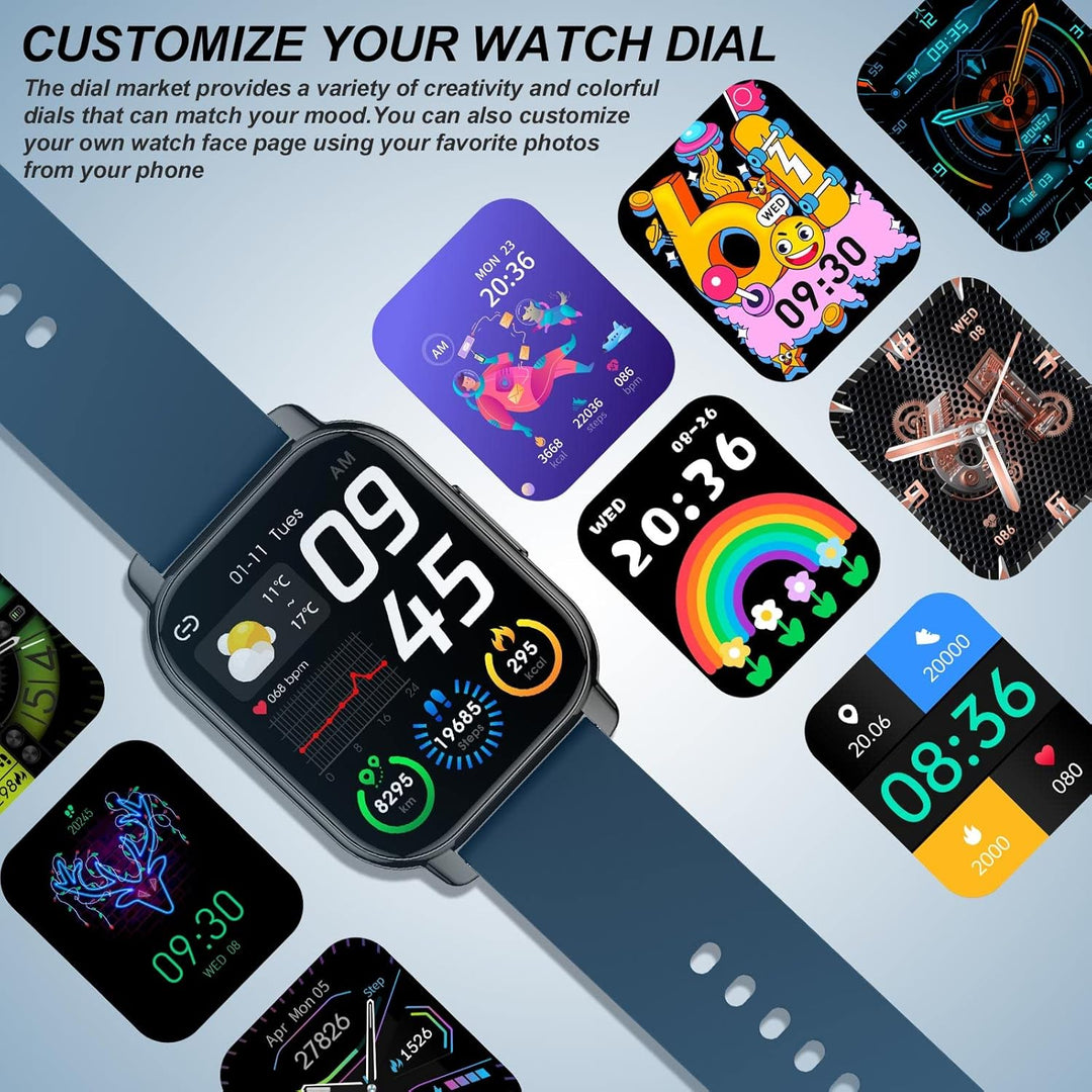 SUPBRO Smartwatch 1.85" Armbanduhr mit personalisiertem Bildschirm Bluetooth Anruf Musiksteuerung, H