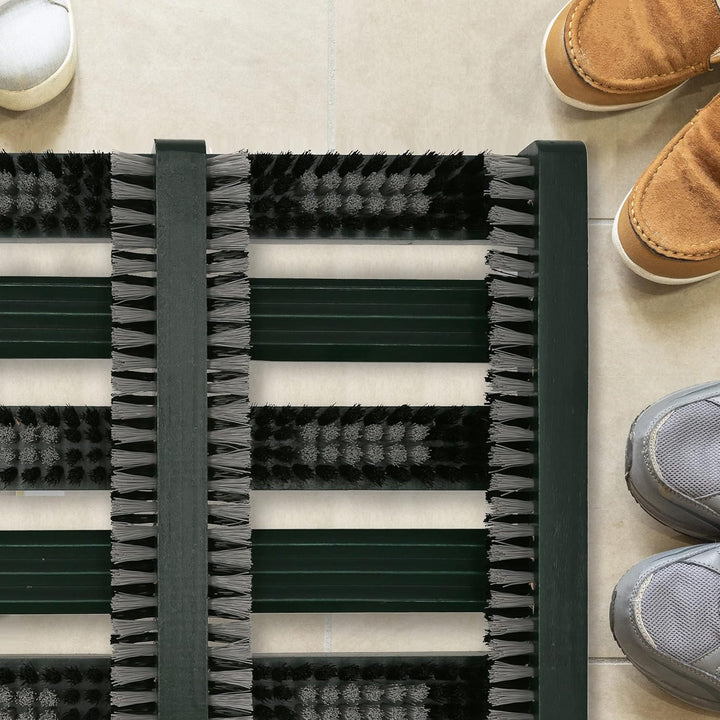 Lantelme Schuhabstreifer Holz für Innen Aussen 36x27cm | Schuhabtreter rutschfest mit Kunstborsten f