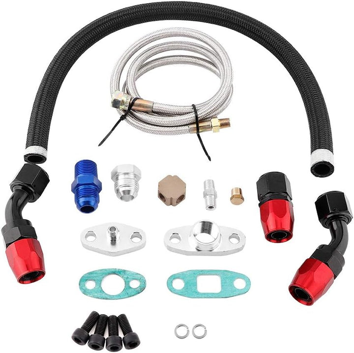 Turbolader-Ölablass-Kit Turbo-Ölzufuhr-Rücklaufleitung AN10 Fitting Adapter Flansch-Kit für T3 T4 GT