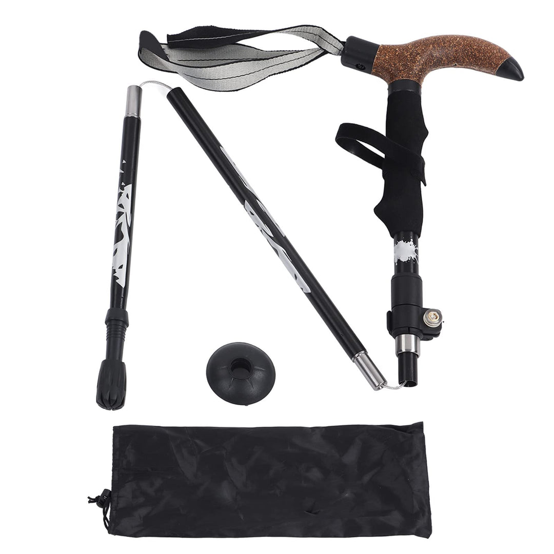 Topyond Ultraleichter Trekkingstock, Wanderstock, 5fach Gebogener Griff, Wolframstahl, rutschfest, S