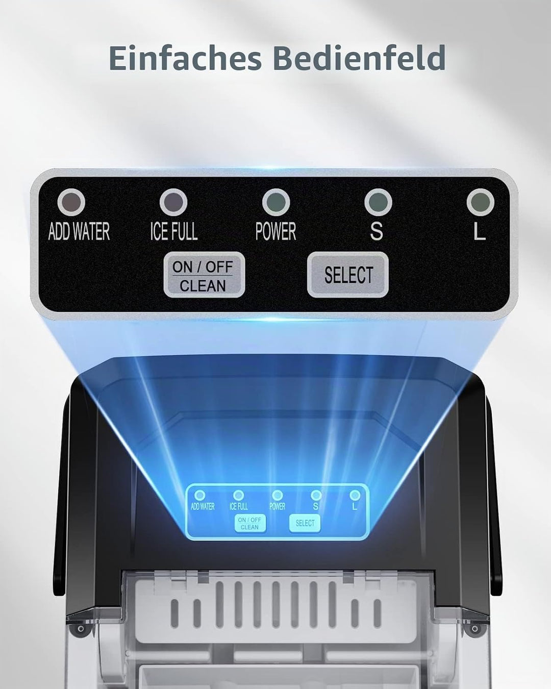 Silonn Eiswürfelmaschine mit Tragegriff &amp; Eiskorb, Mini Ice Maker mit Selbstreinigung, 9 Eiswürfel i