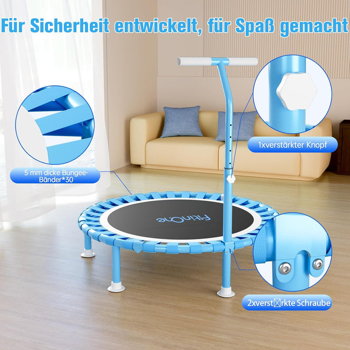 200KG Faltbares Fitness Mini Trampolin Ø 102CM mit Bungee Bänder, 5-Fach Verstellbarer Schaumstoffgr