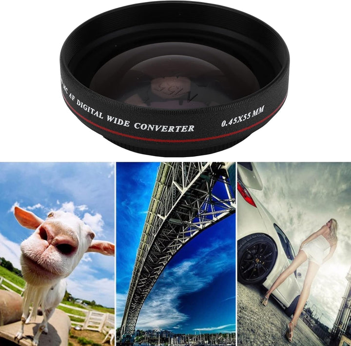 Zunate Weitwinkel-Objektivfilter, 55 Mm 0,45X Ultra Slim Weitwinkel-Objektivfilter, für Durchmesser