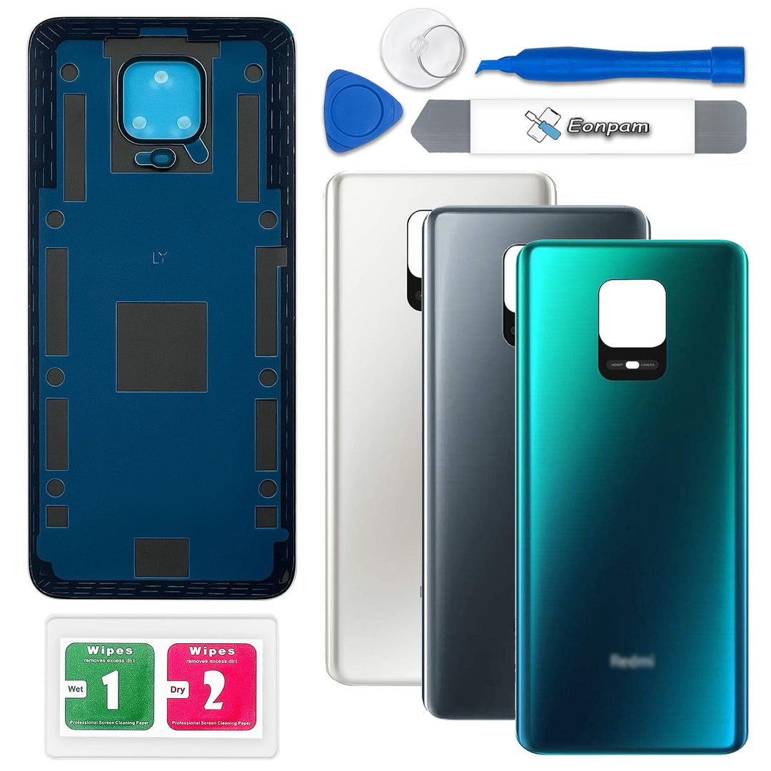 Eonpam Akkudeckel für Xiaomi Redmi Note 9S Rückseite Glas Original Backcover Back Glas Ersatz mit Re