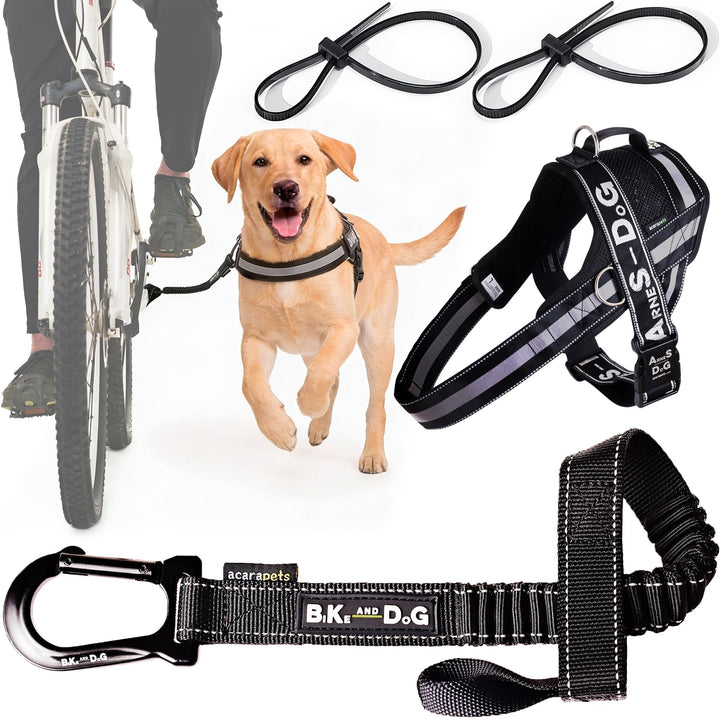 BIKE AND DOG - Hundeleine und Hundegeschirr für das Fahrrad, Geschirr mit 3 Ringen, Davon 2 seitlich
