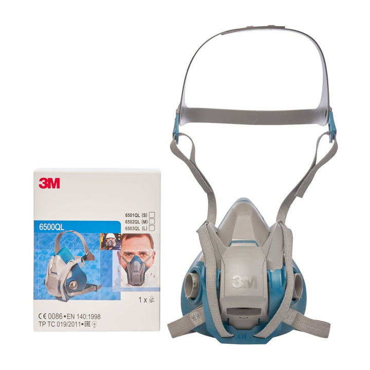 3M Atemschutz-Halbmaske 6503QL – Atemmaske mit Cool-Flow Ausatemventil & Quick-Release Mechanismus –