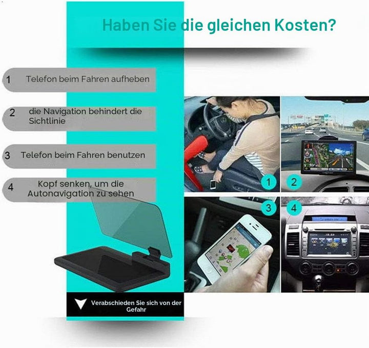 Baceyong 6" Universal Auto HUD Display Head-Up Display Projektor Handy mit GPS-Navigationshalterung