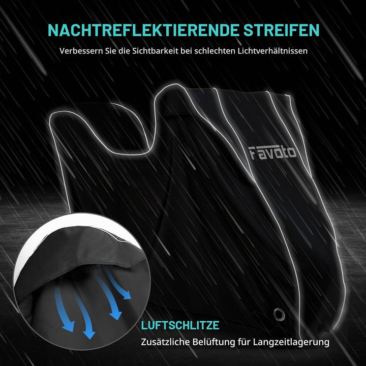 Favoto Motorradabdeckung Wasserdicht Motorrad Abdeckpane Outdoor 300D Oxford für Motorräder Elektror