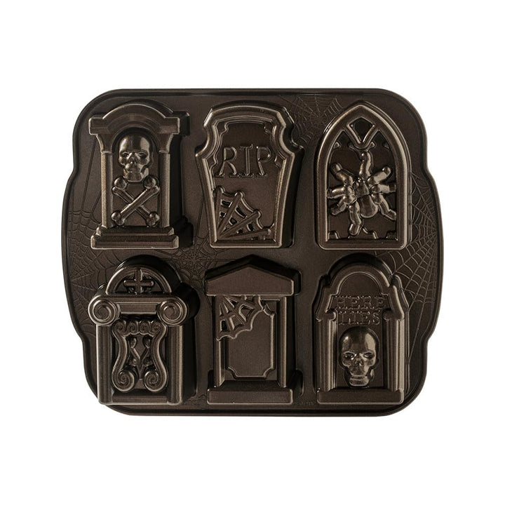 Nordic Ware Backform Tombstone Cakelet Pan Aluminium Braun, 28,7cm x 28,2cm, NW 91848, Tombstone Cak