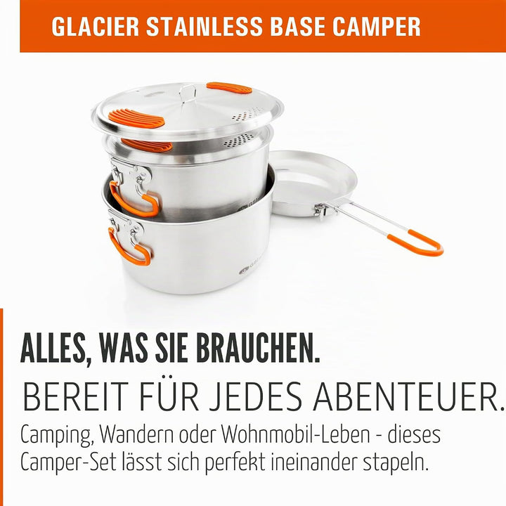 GSI Outdoors Stainless Steel Base Camper - 3 Pieces Cookset Einheitsgrösse, Einheitsgröße