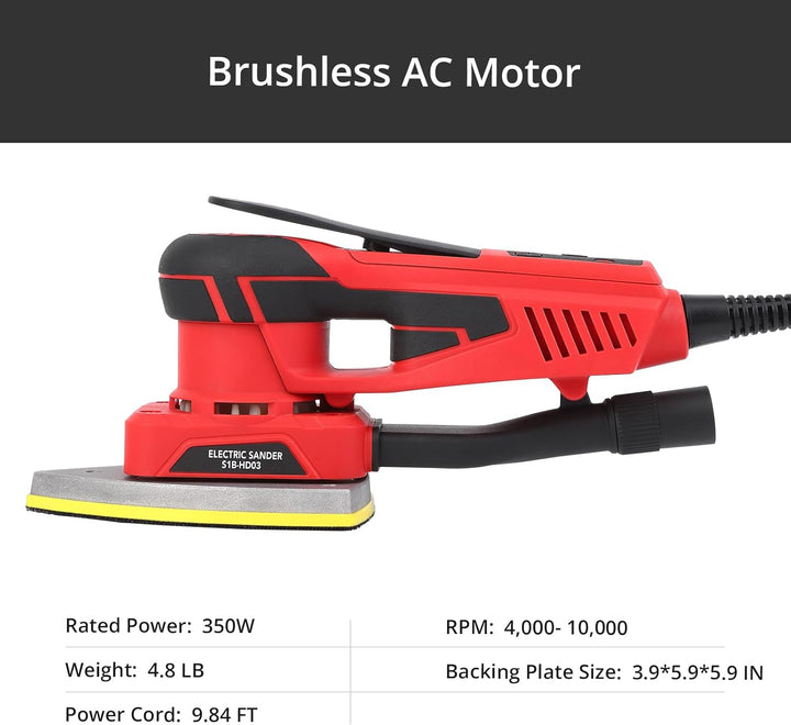 350W Bürstenloser Motor-Mausschleifer, elektrischer Detailschleifer mit 12 Schleifpapier, kraftvoll