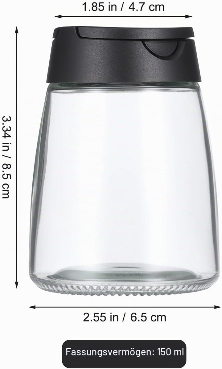 HEMOTON 4 Stücke Gewürzgläser Mit Doppeldeckel, 150ml Glasflaschen Gewürzbehälter Für Salz Pfeffer,
