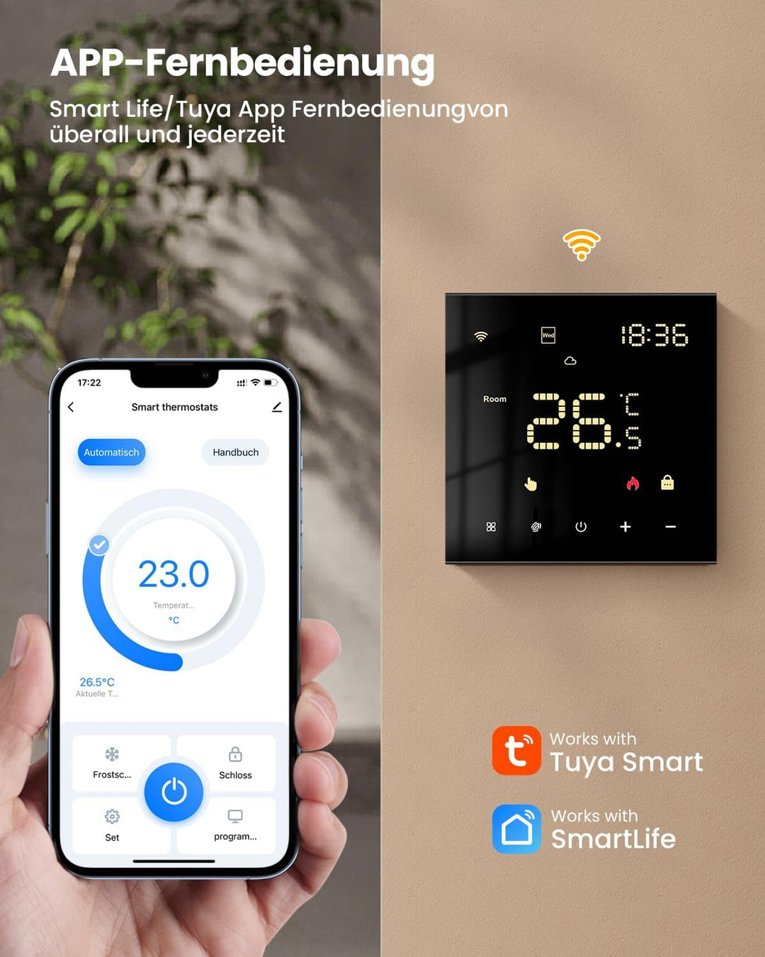 【2023 Neu】 MIUCDA Tuya Smart Thermostat für Wasser Fussbodenheizungen und Boiler, WiFi Heizungstherm