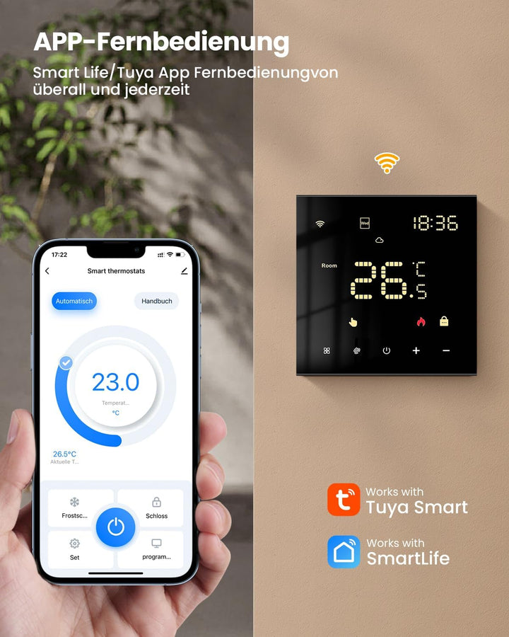 【2023 Neu】 MIUCDA Tuya Smart Thermostat für Wasser Fussbodenheizungen und Boiler, WiFi Heizungstherm