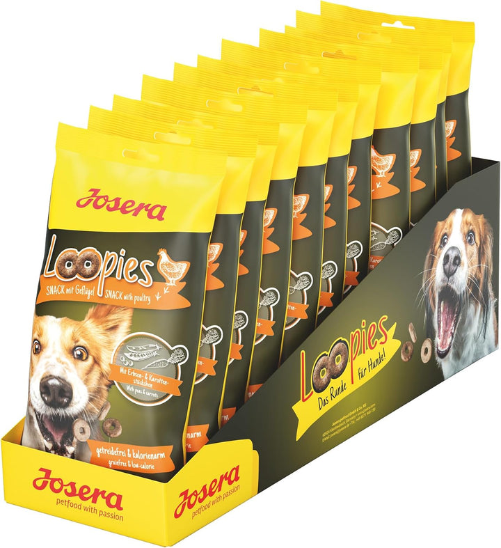 JOSERA Loopies mit Geflügel (11 x 150 g) | getreidefreie Hundeleckerlis mit wenig Fett | Super Premi