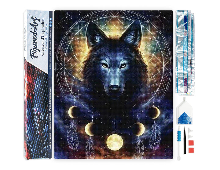 Figured'Art Diamond Painting Erwachsene 40x50cm Ganze Leinwand gerollt Dunkler Wolf 5D Bilder Eckige