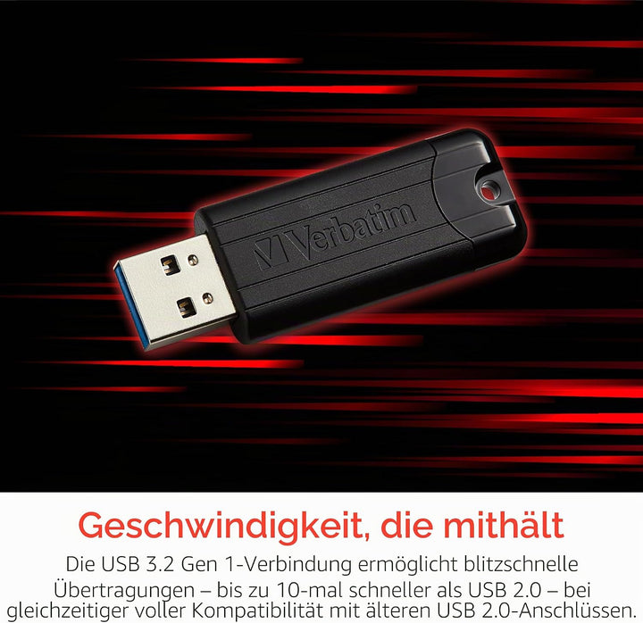 Verbatim PinStripe USB-Stick, 256GB, USB 3.2 Gen 1, USB Speicherstick, externer Speicher für Laptop