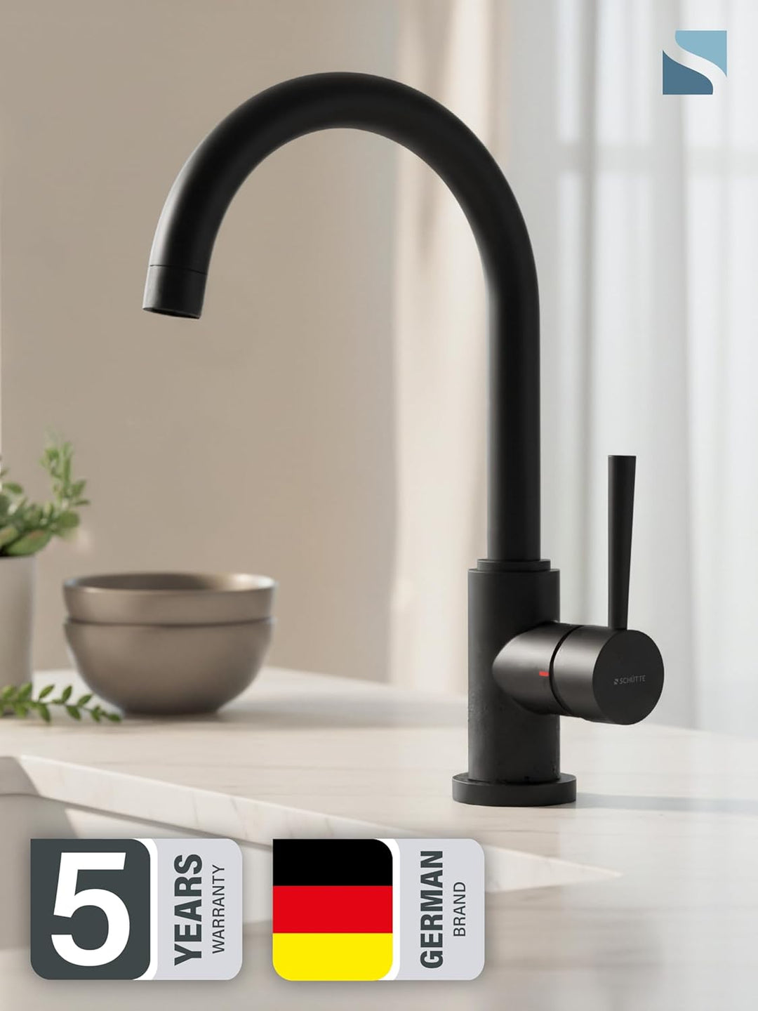 SCHÜTTE 79166 Küchenarmatur Cornwall, 360 Grad schwenkbarer Wasserhahn Küche, Mischbatterie für die