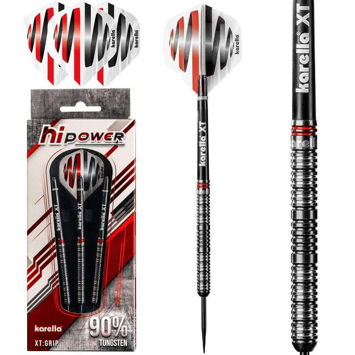 Karella HiPower 90% Tungsten Steeldart, 22g, 24g, für Klassische Dartscheibe, 3 Dartpfeile mit Metal
