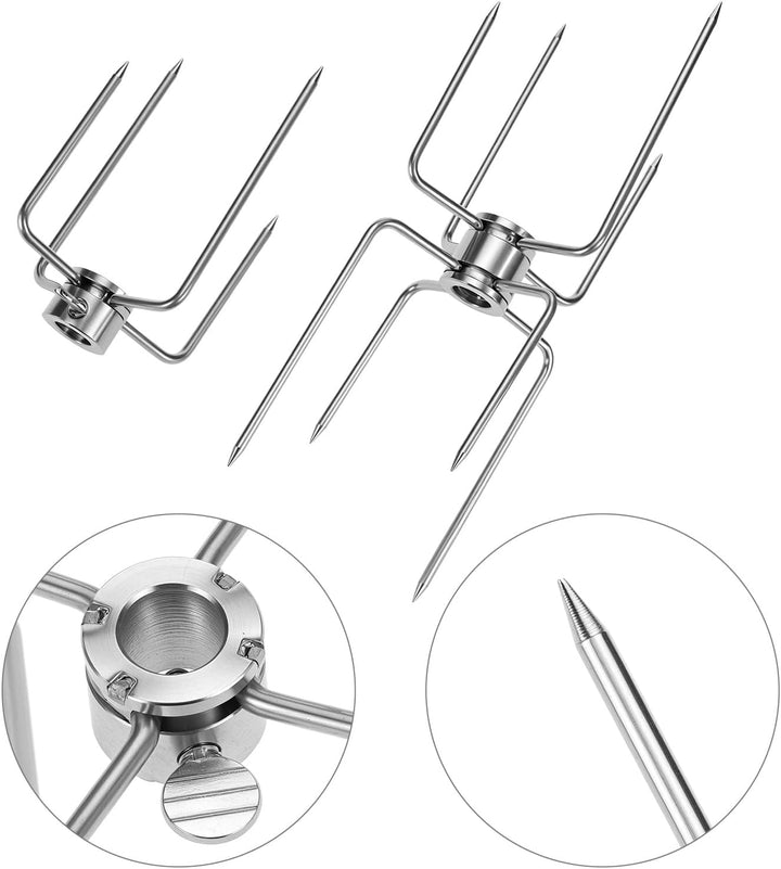 QWORK® 3 Stück Fleischklammern Drehspiess, 304 Edelstahl Fleischnadeln Grillspiess, Kompatibel mit 1