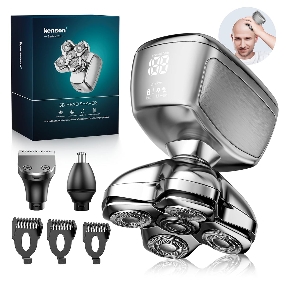 Glatzen Rasierer Herren, Kensen 5 In 1 Kopfrasierer Wasserdicht Head Shaver Men Magnetische Rasierer