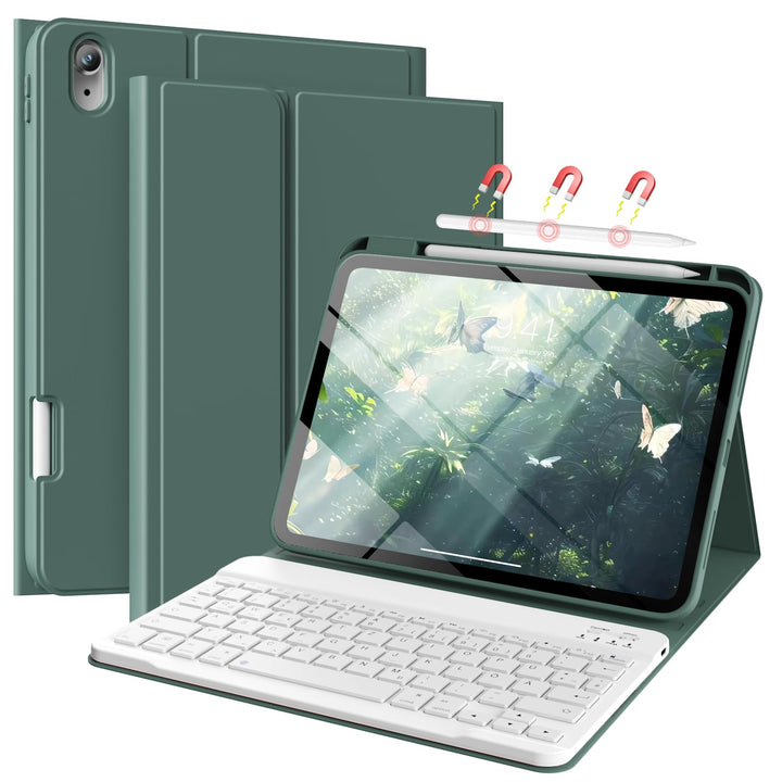Hülle mit Tastatur für iPad 11/10 Generation mit Stifthalter, Magnetisch Abnehmbare Kabellose Blueto