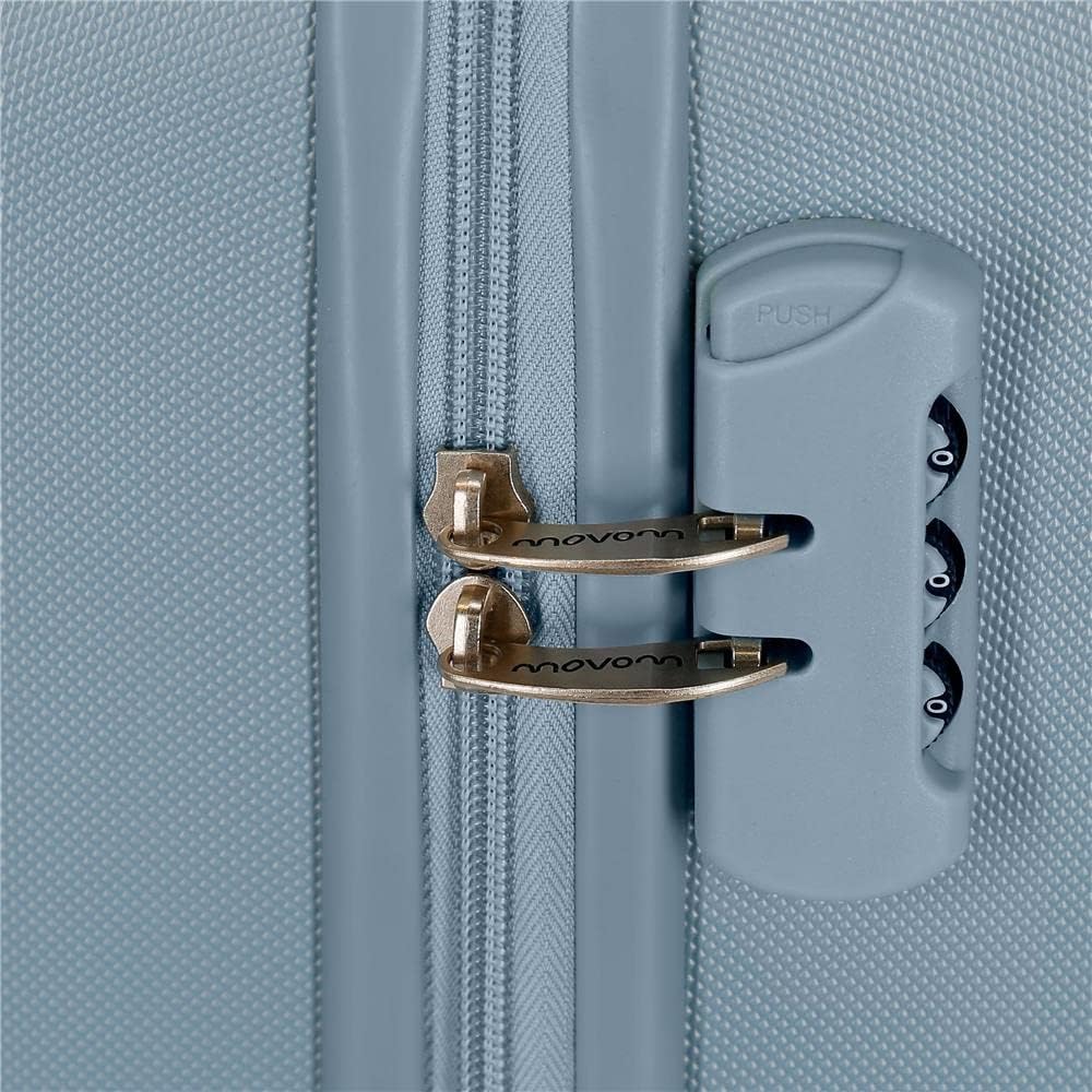 Movom Riga Kofferset Blau 55/70/80 cms Hartschalen ABS Kombinationsschloss 217L 4 Doppelräder Handge