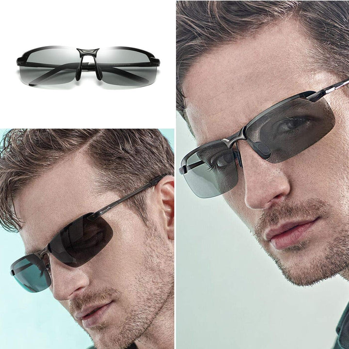 MIRYEA Herren Photochromatisch Sportbrille Polarisiert Sonnenbrille UVA UVB Brillen 3043-schwarz, 30