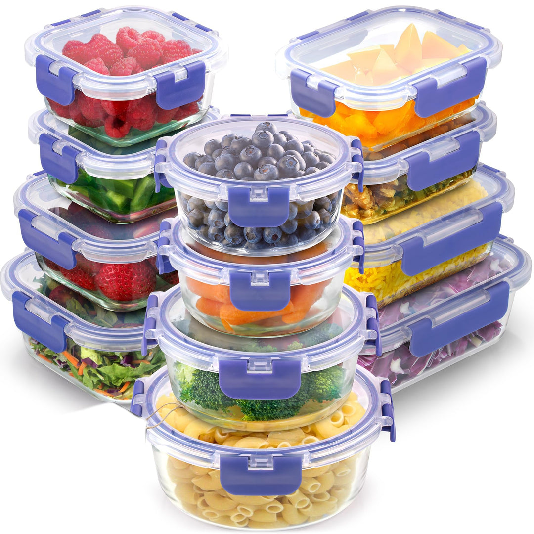 Zulay 12er-Set Glas-Frischhaltedosen für Meal Prep, Tupperdosen Set aus Glas mit luftdichten Deckeln