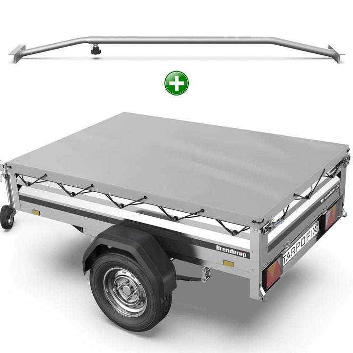 Tarpofix® Anhängerplane Flachplane 212x123x7,5 cm + 1x Planenbügel (verstellbar 100-145 cm) - randve