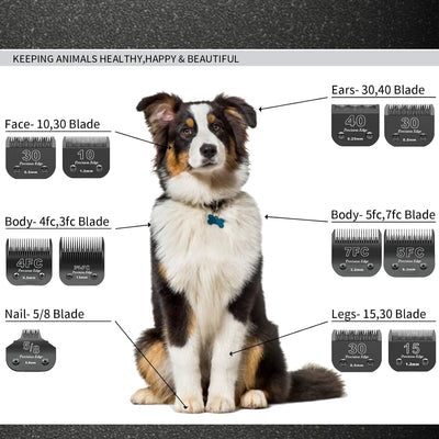 7FC+5FC+4FC Ersatzmesser für Hundepflege, kompatibel mit Heiniger/Moser Max45/Andis/Oster A5/Wahl km